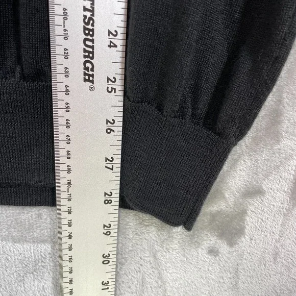 Peter Millar Men's Size S Quarter Zip Sweater Merino Wool Lyocell Black